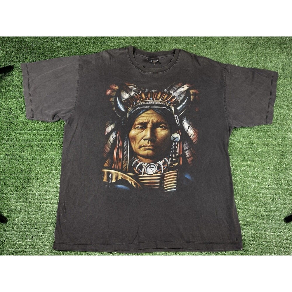 Rock Chang Native American Chief T-shirt Double Sided Faded Size XXL